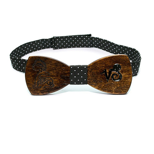 Деревянная галстук бабочка Gofin темная знак зодиака козерог GBDH-8293