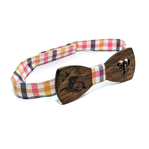 Деревянная галстук бабочка Gofin темная знак зодиака овен GBDH-8294