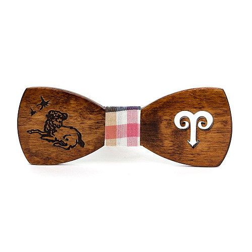 Деревянная галстук бабочка Gofin темная знак зодиака овен GBDH-8294