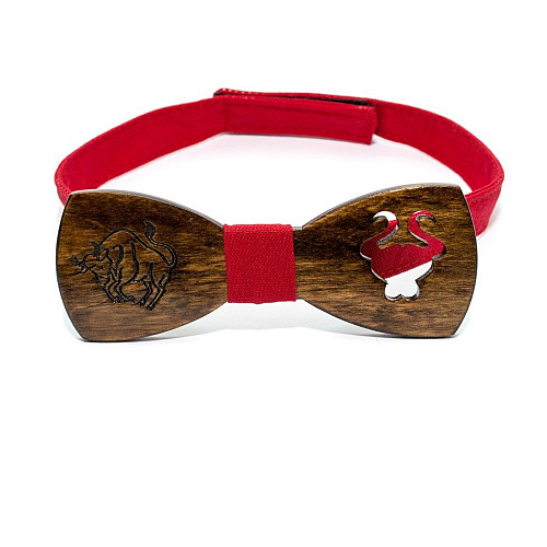 Деревянная галстук бабочка Gofin темная знак зодиака телец GBDH-8295