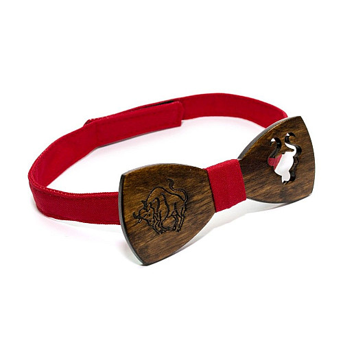 Деревянная галстук бабочка Gofin темная знак зодиака телец GBDH-8295