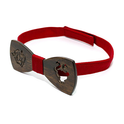 Деревянная галстук бабочка Gofin темная знак зодиака телец GBDH-8295