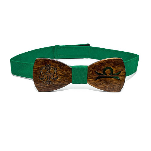 Дерев'яна краватка метелик Gofin темний знак зодіаку терези GBDH-8297