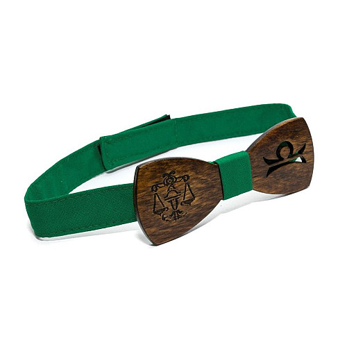 Дерев'яна краватка метелик Gofin темний знак зодіаку терези GBDH-8297