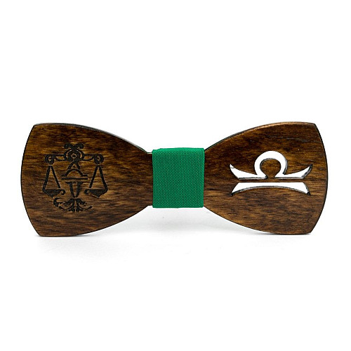 Дерев'яна краватка метелик Gofin темний знак зодіаку терези GBDH-8297