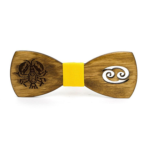 Дерев'яна краватка метелик Gofin знак зодіаку рак GBDH-8298