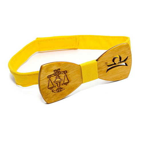 Дерев'яна краватка метелик Gofin зі знаком зодіаку терези GBDH-8308