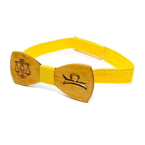 Дерев'яна краватка метелик Gofin зі знаком зодіаку терези GBDH-8308