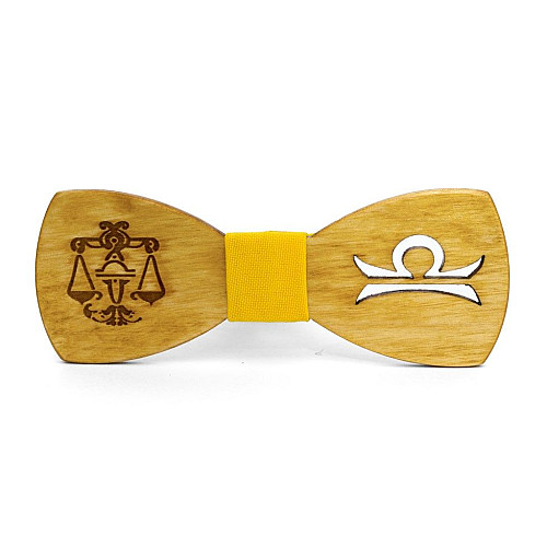 Дерев'яна краватка метелик Gofin зі знаком зодіаку терези GBDH-8308