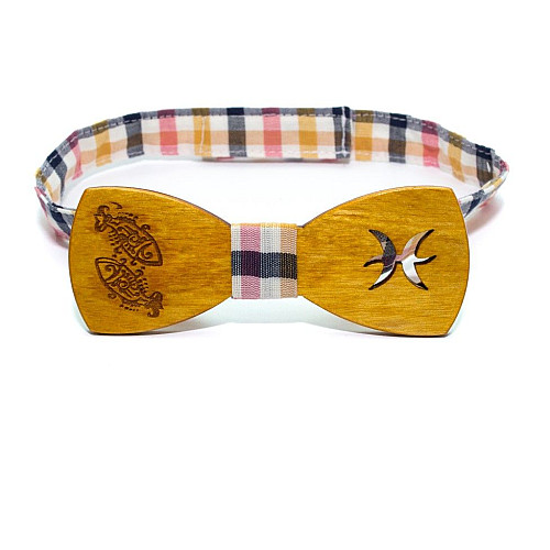 Дерев'яна краватка метелик Gofin зі знаком зодіаку риби GBDH-8309