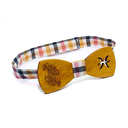 Дерев'яна краватка метелик Gofin зі знаком зодіаку риби GBDH-8309