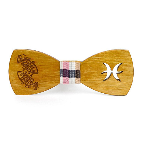 Дерев'яна краватка метелик Gofin зі знаком зодіаку риби GBDH-8309