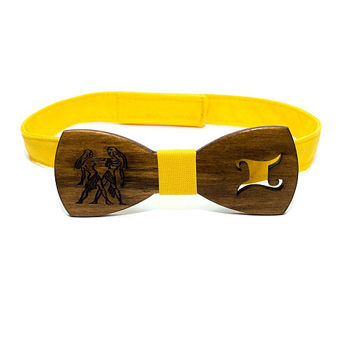 Деревянная галстук бабочка Gofin со знаком зодиака близнецы GBDH-8311