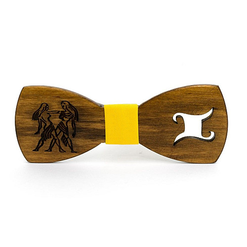Деревянная галстук бабочка Gofin со знаком зодиака близнецы GBDH-8311