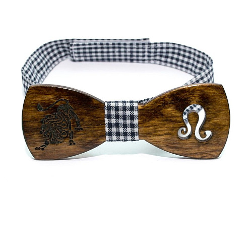 Дерев'яна краватка метелик Gofin зі знаком зодіаку лев GBDH-8312