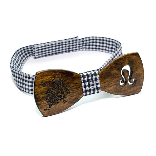 Дерев'яна краватка метелик Gofin зі знаком зодіаку лев GBDH-8312