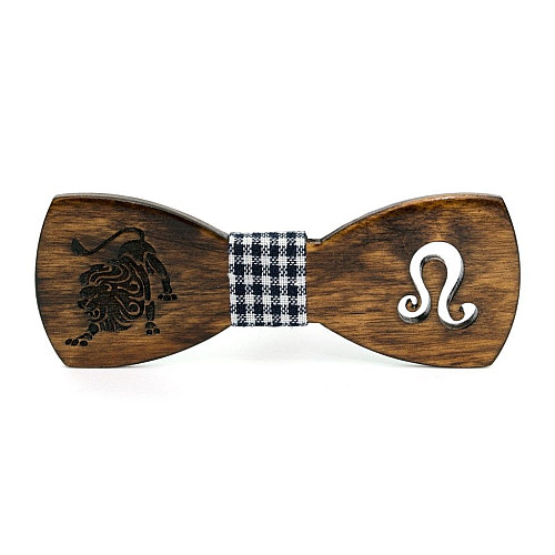 Дерев'яна краватка метелик Gofin зі знаком зодіаку лев GBDH-8312