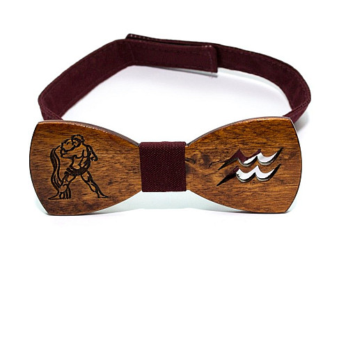 Дерев'яна краватка метелик Gofin зі знаком зодіаку водолій GBDH-8314