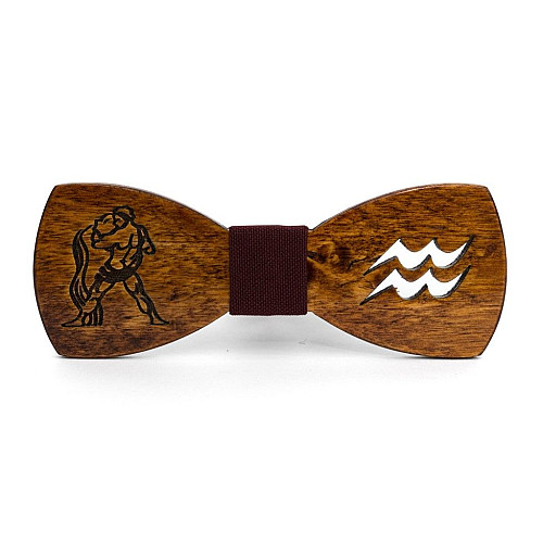 Дерев'яна краватка метелик Gofin зі знаком зодіаку водолій GBDH-8314