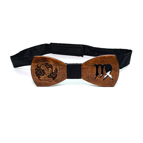 Деревянная галстук бабочка Gofin со знаком зодиака дева GBDH-8316