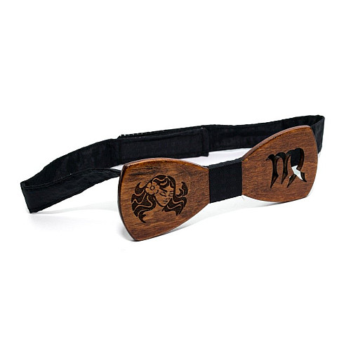 Деревянная галстук бабочка Gofin со знаком зодиака дева GBDH-8316