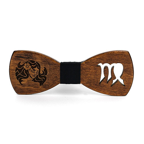 Деревянная галстук бабочка Gofin со знаком зодиака дева GBDH-8316