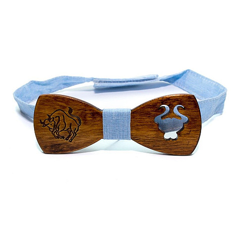 Дерев'яна краватка метелик Gofin знак зодіаку телець GBDH-8324