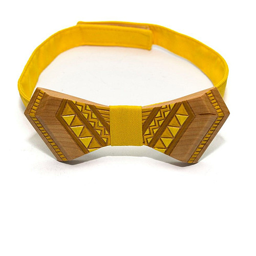 Деревянная бабочка Gofin вышивка желтая GBDH-8328