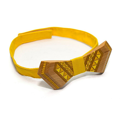 Деревянная бабочка Gofin вышивка желтая GBDH-8328