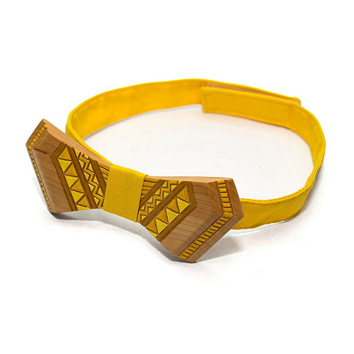 Деревянная бабочка Gofin вышивка желтая GBDH-8328