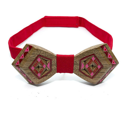 Деревянная галстук бабочка Gofin с рисунком вышивки GBDH-8334