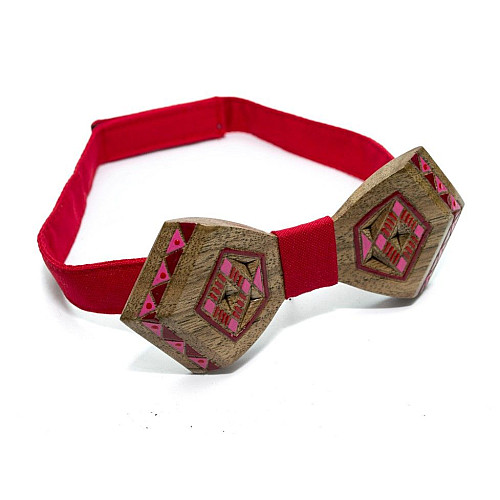 Деревянная галстук бабочка Gofin с рисунком вышивки GBDH-8334