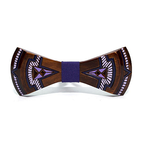 Дерев'яний краватка-метелик Gofin з фіолетовим малюнком GBDH-8337