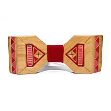 Дерев'яний краватка-метелик Gofin з червоним малюнком GBDH-8339