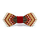 Деревянная галстук-бабочка Gofin плоская с красным рисунком GBDH-8340