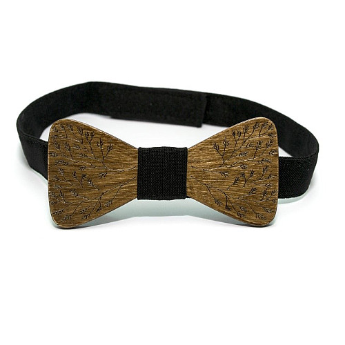 Деревянная галстук-бабочка Gofin темная с ветками GBDH-8350