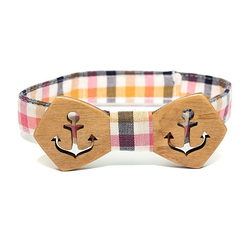Детская деревянная галстук бабочка Gofin с якорем GBDH-8363