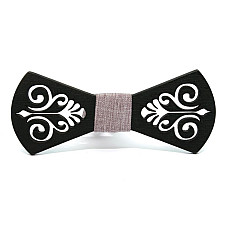 Деревянная галстук-бабочка Gofin темная с узором GBDH-8391