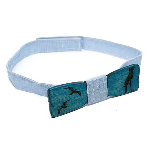 Деревянная галстук-бабочка Gofin с птичкой GBDH-8401