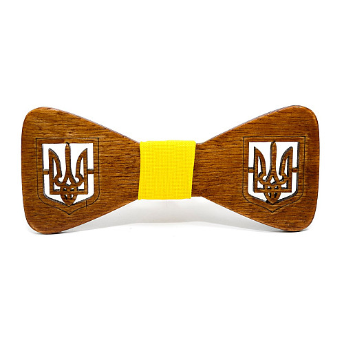 Деревянная галстук-бабочка Gofin с гербом украины GBDH-8404