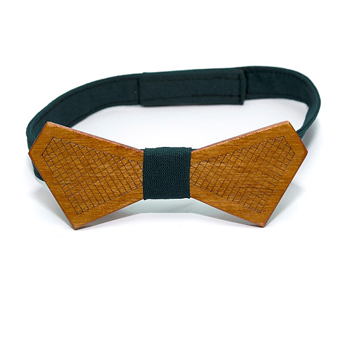 Деревянная галстук-бабочка Gofin с гравировкой сетки GBDH-8423