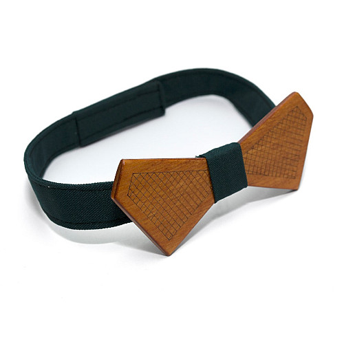 Деревянная галстук-бабочка Gofin с гравировкой сетки GBDH-8423