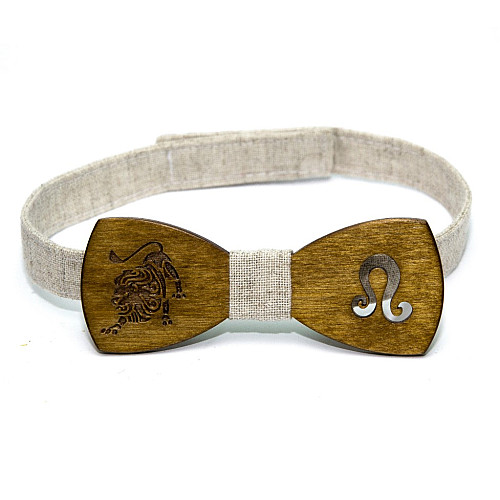 Деревянная галстук бабочка Gofin знак зодиака лев GBDH-8434