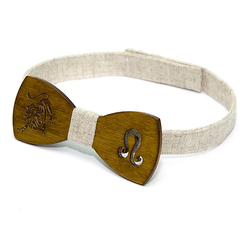 Деревянная галстук бабочка Gofin знак зодиака лев GBDH-8434