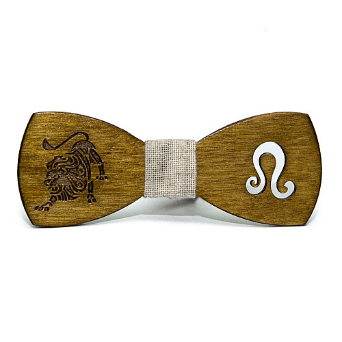 Деревянная галстук бабочка Gofin знак зодиака лев GBDH-8434