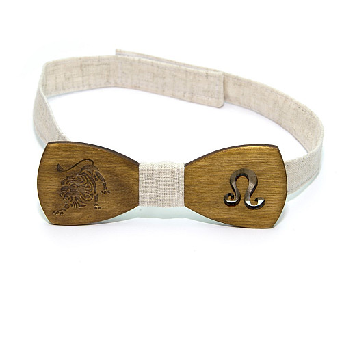 Класичний дерев'яний краватка метелик Gofin зі знаком зодіаку лев GBDH-8439