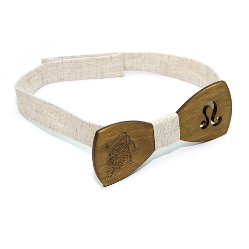 Класичний дерев'яний краватка метелик Gofin зі знаком зодіаку лев GBDH-8439