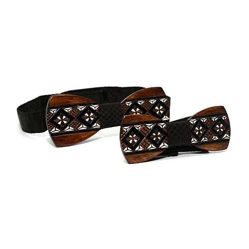 Набір дерев'яний метелик Gofin для сина та батька з візерунком темний GBDH-9001