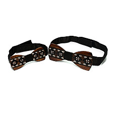 Набор деревянная бабочка Gofin для сына и отца с узором темная GBDH-9001