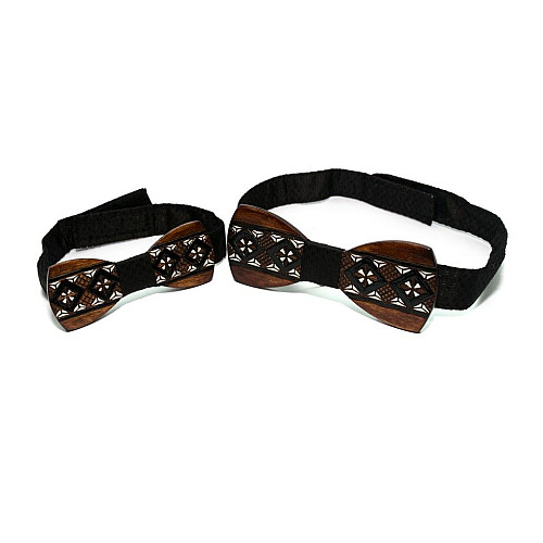 Набір дерев'яний метелик Gofin для сина та батька з візерунком темний GBDH-9001